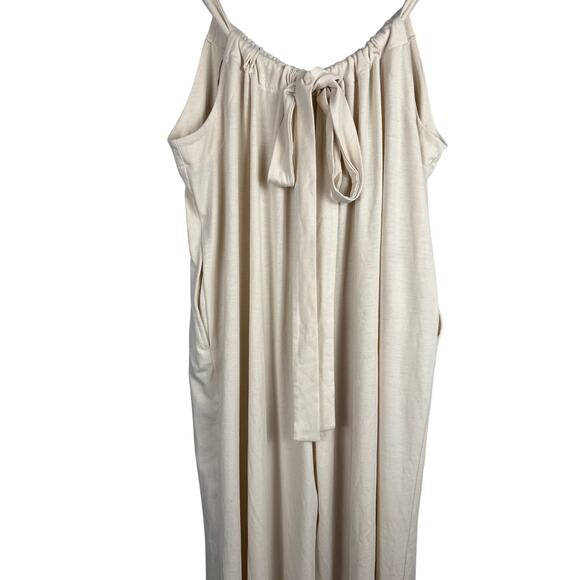 Chelsea & Violet Adjustable Neck Wide Leg Jumpsuit in Cream Pockets Size Small - Picture 4 of 10